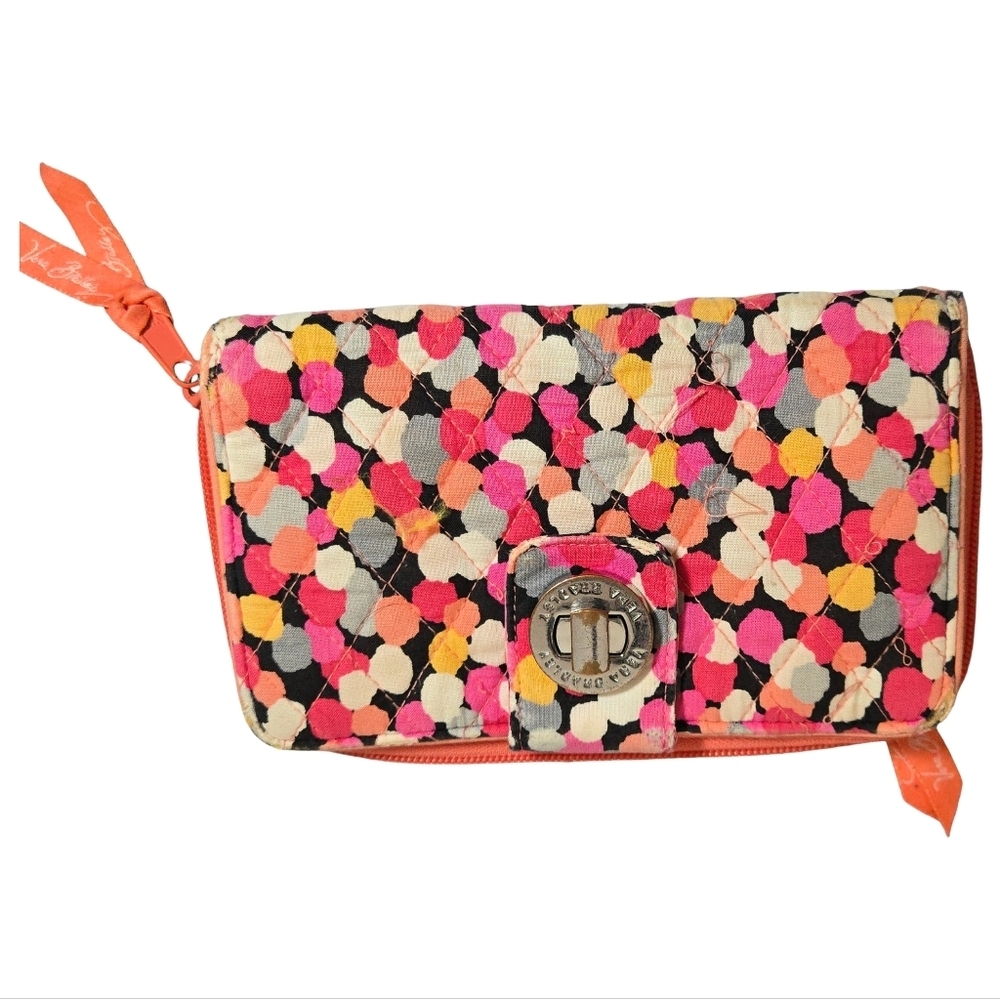 Vera Bradley Pink and Orange Floral Bright Quilted Clutch